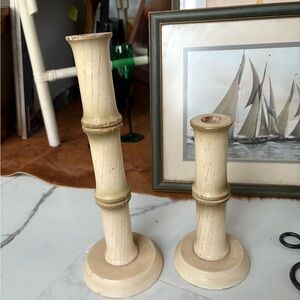 pair of vintage faux bamboo candlesticks.